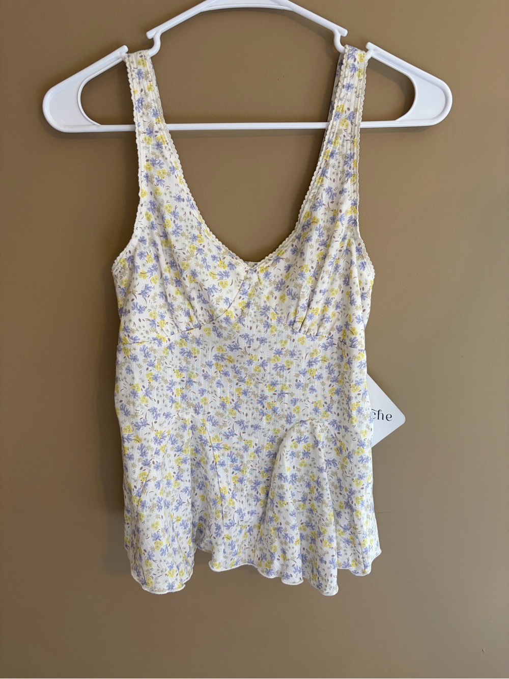 Floral V-Neck Peplum Tank Top XSmall Cottagecore Coquette Romantic Ren Faire